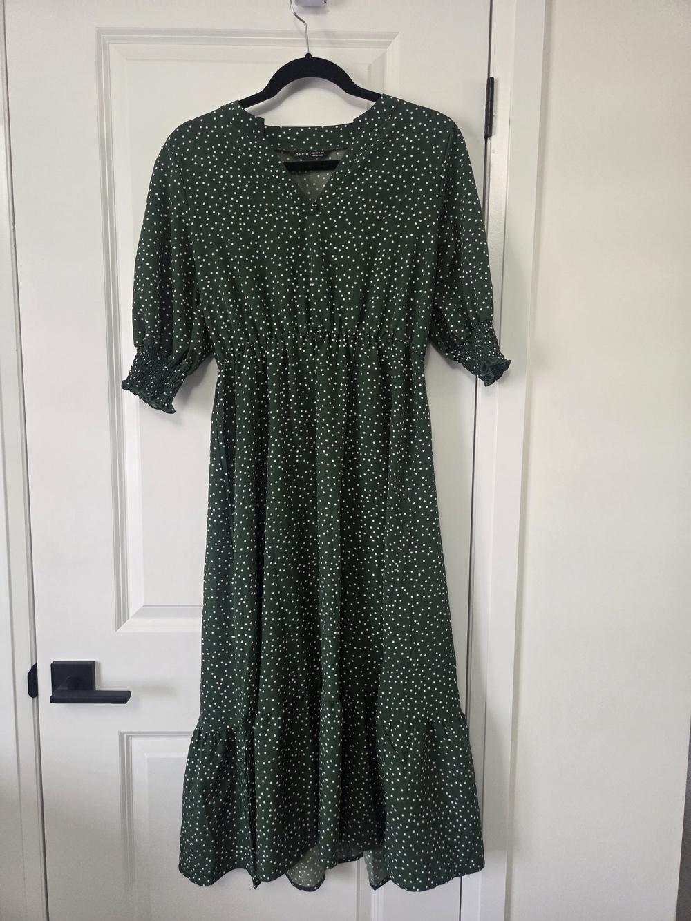 SHEIN Forest Green Polka Dot Maxi Dress